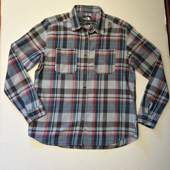The North Face womens button down plaid long sleeve multi colored shirt Sz-M N5 - Picture 9 of 11